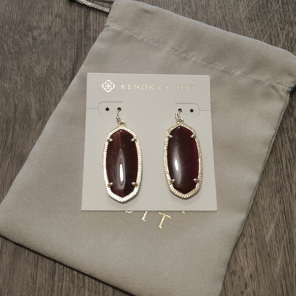 SEND ANY OFFER ❤️ Kendra Scott Bordeaux Tiger's Eye Elles - Picture 3 of 6